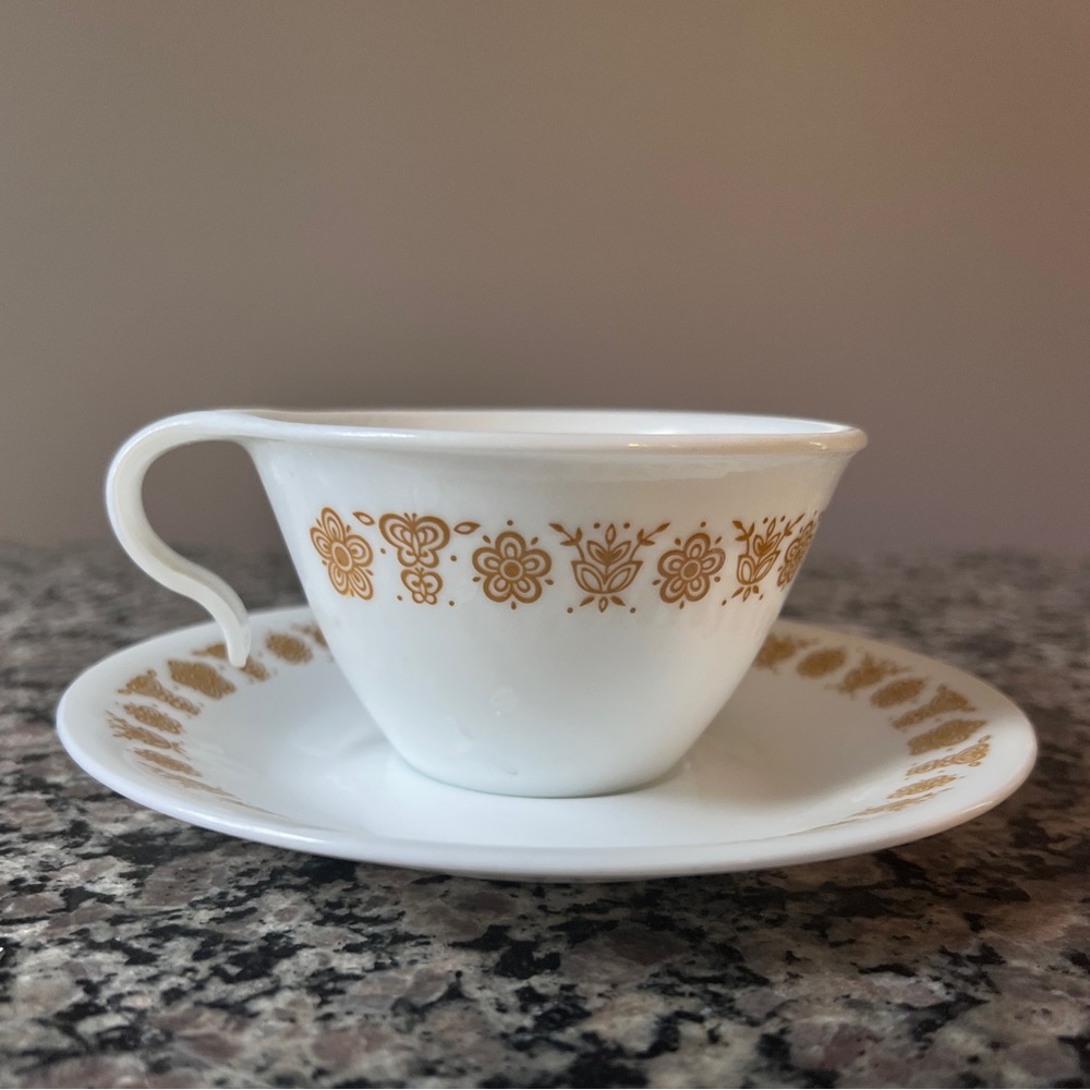 Vintage Corelle teacup Golden Butterfly